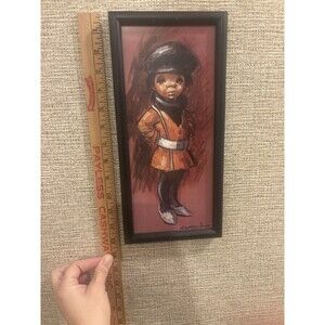 Leighton-Jones Framed Portrait Painting Child in Uniform Modern Canvas 12x6"